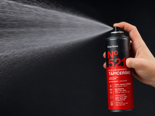 Klej tapicerski do tkanin skóry, filcu, gąbki -521 w sprayu 500 ml