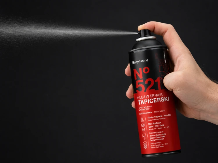 Klej tapicerski do tkanin skóry, filcu, gąbki -521 w sprayu 500 ml