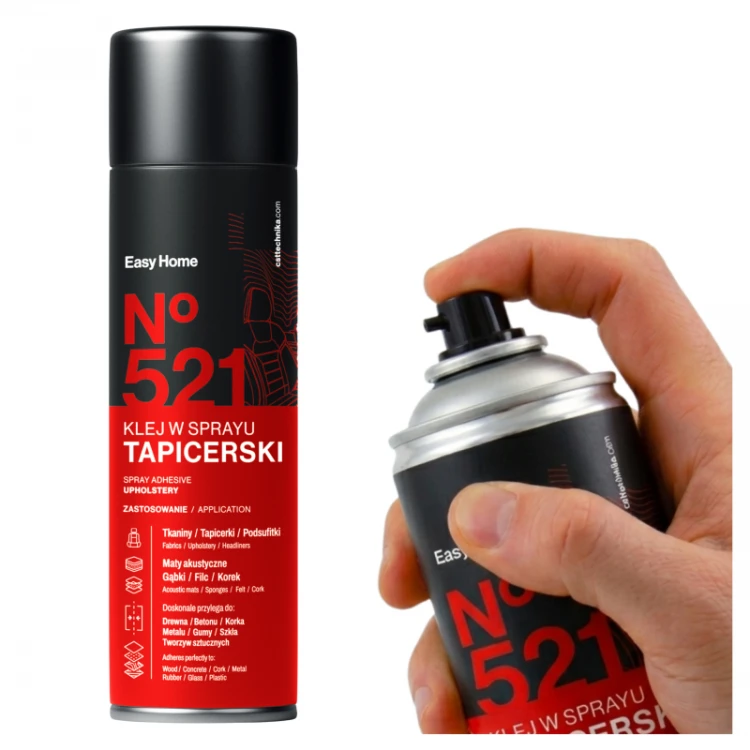 Klej tapicerski do tkanin skóry, filcu, gąbki -521 w sprayu 500 ml