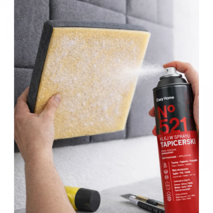 Klej tapicerski do tkanin skóry, filcu, gąbki -521 w sprayu 500 ml