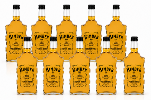 10x Butelka FALA 500 ml BIMBER  Czarna Zakrętka | Butelki na Nalewki, Bimber