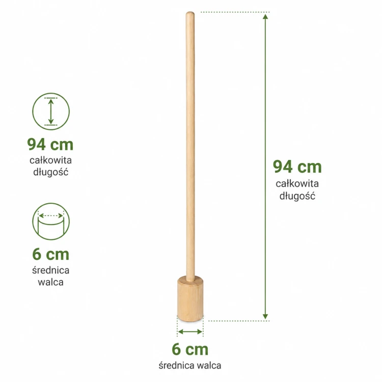 Tłuczek do kapusty drewniany 94 cm ubijak do kiszenia drewno Polska