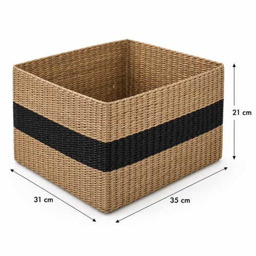 Kosz Pleciony z Trawy Morskiej 35x31x21 cm – Organizer Pojemnik na Zabawki i Tekstylia