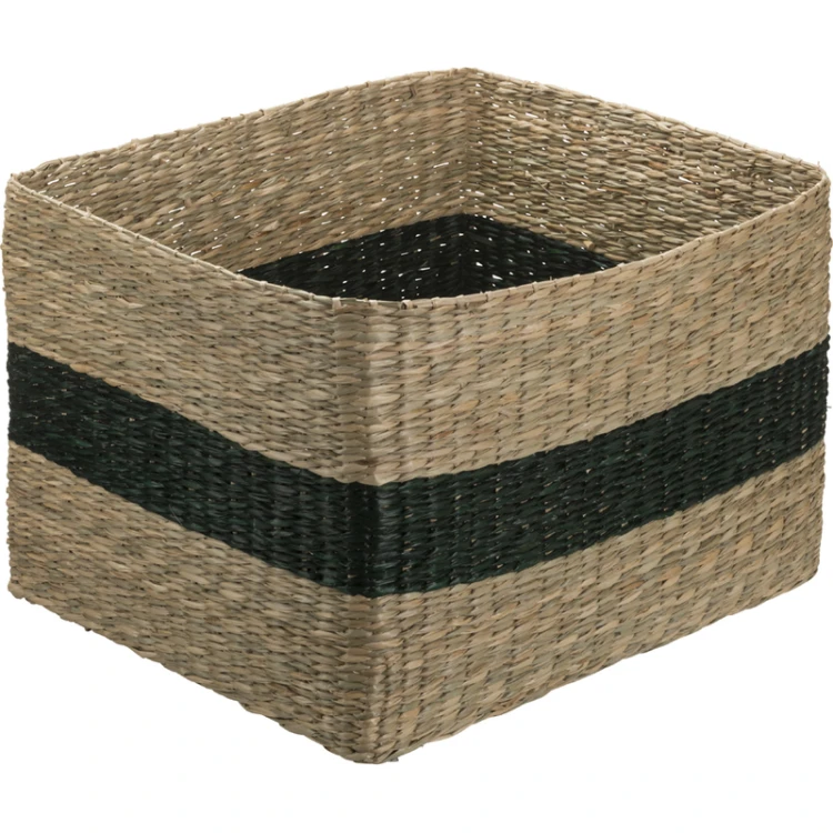 Kosz Pleciony z Trawy Morskiej 35x31x21 cm – Organizer Pojemnik na Zabawki i Tekstylia