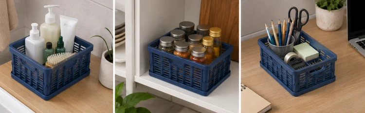 Koszyk składany granatowy 24x17,5 cm organizer pojemnik do szafy szuflady