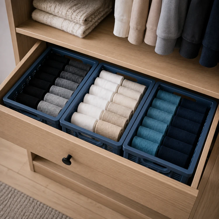 Koszyk składany granatowy 24x17,5 cm organizer pojemnik do szafy szuflady