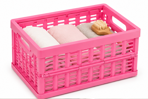 Koszyk składany MINI różowy 24x17,5x11 cm organizer pojemnik A5 do szafy