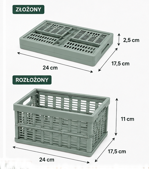 Koszyk składany MINI szałwia 24x17,5x11 cm organizer pojemnik A5