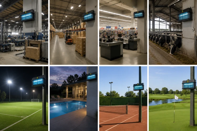 Lampa owadobójcza rażąca GEKO 7298 Professional 850 m² 2×40 W 5000 V IPX4