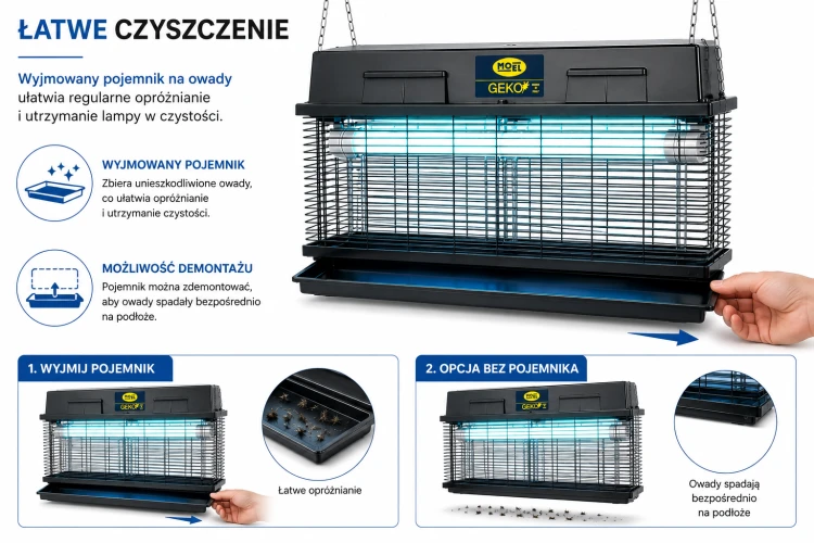 Lampa owadobójcza rażąca GEKO 7298 Professional 850 m² 2×40 W 5000 V IPX4