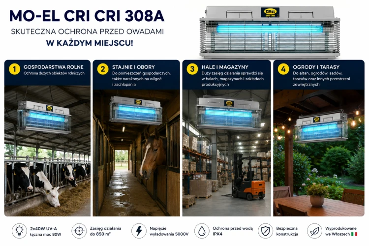 Lampa Owadobójcza MO-EL CRI CRI 308A 80W  Profesjonalna