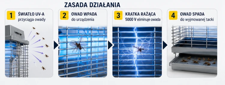 Lampa Owadobójcza Rażąca CRI CRI 308E Profesjonalna na Muchy Komary Owady