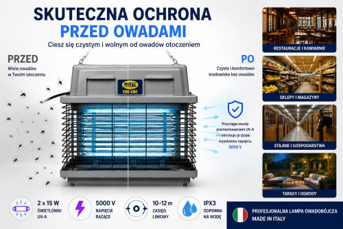 MO-EL CRI CRI 309 Lampa Owadobójcza Rażąca 5000V 2x15W IPX3 320m²