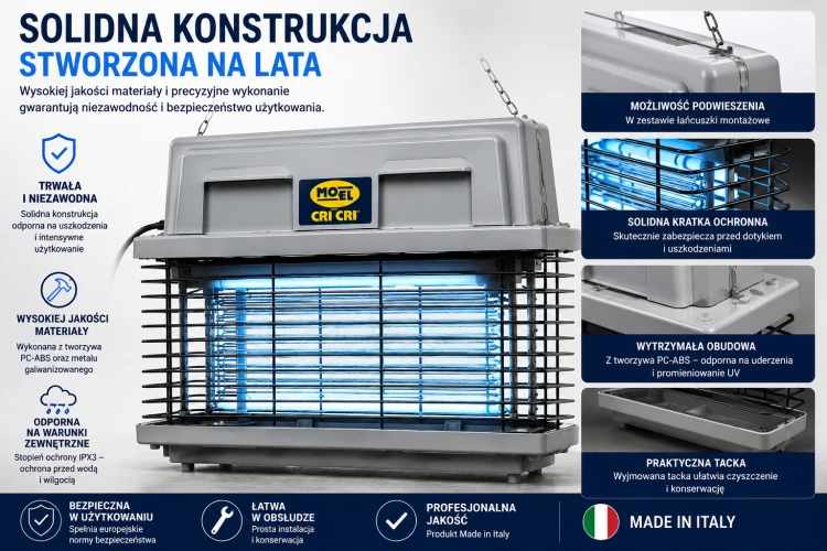 MO-EL CRI CRI 309 Lampa Owadobójcza Rażąca 5000V 2x15W IPX3 320m²