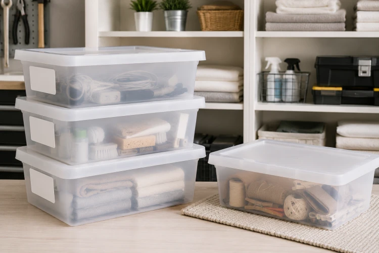 Pojemnik Plastikowy z Pokrywą 8L do Przechowywania Organizer Sztaplowany