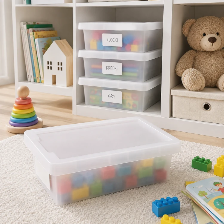 Pojemnik Plastikowy z Pokrywą 8L do Przechowywania Organizer Sztaplowany