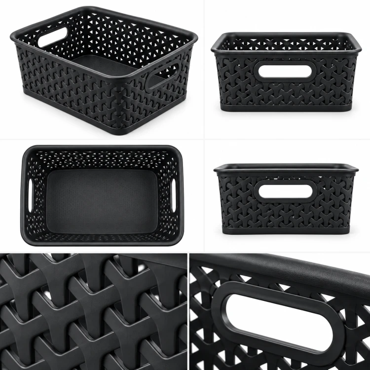 Koszyk Curver czarny plecionka organizer 25x19,5x10 cm