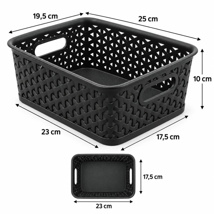 Koszyk Curver czarny plecionka organizer 25x19,5x10 cm