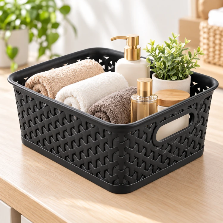 Koszyk Curver czarny plecionka organizer 25x19,5x10 cm