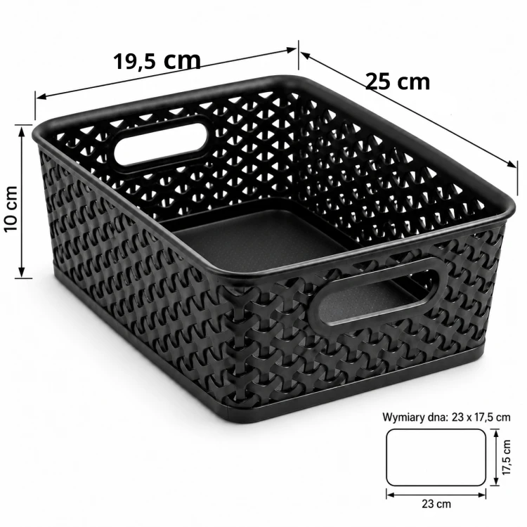 Koszyk Curver czarny plecionka organizer 25x19,5x10 cm