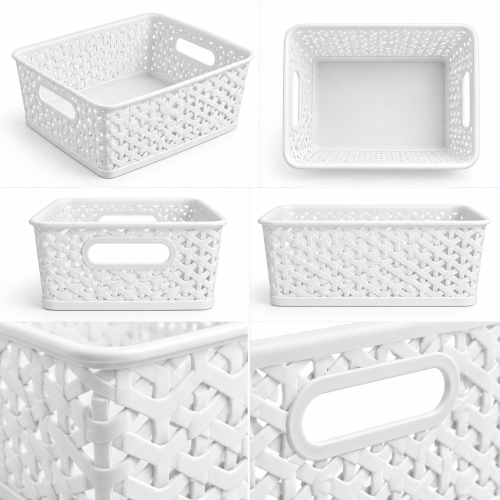 Koszyk Curver Style biały organizer plecionka 25x19,5x10 cm