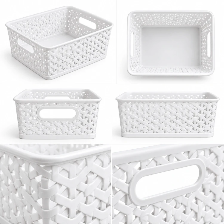 Koszyk Curver Style biały organizer plecionka 25x19,5x10 cm
