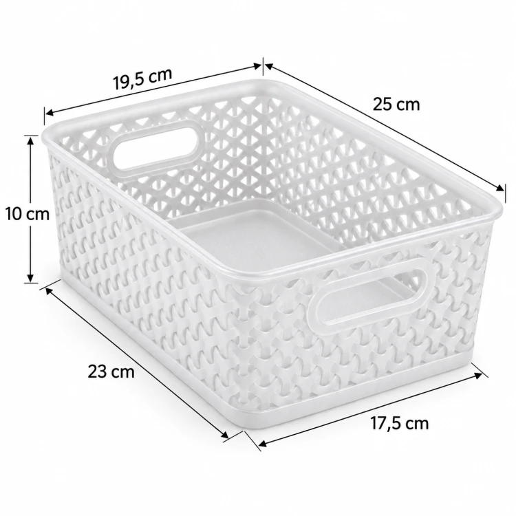 Koszyk Transparentny Plecionka Organizer do Szafy 25x19,5x10 cm