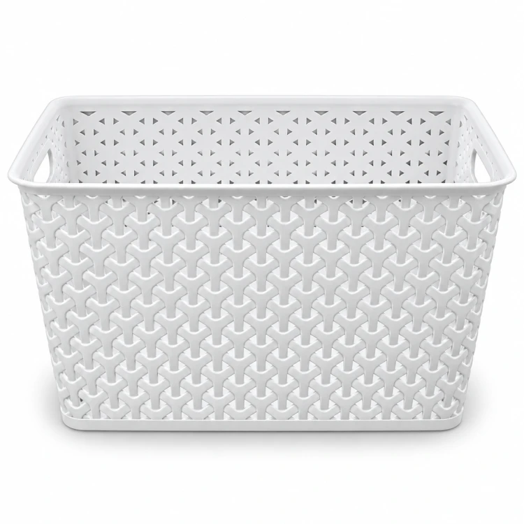 Koszyk 18L Biały Organizer Rattan Plecionka do Szafy Łazienki 35,5x28,5x22 cm