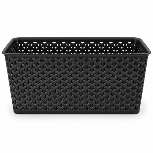 Koszyk Czarny 18L Ażurowy Organizer Plecionka Rattan z Uchwytem