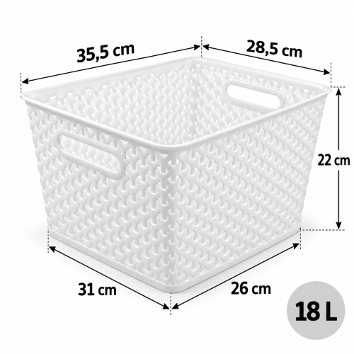 Koszyk MY STYLE L 18L mleczny transparentny organizer rattan plecionka 35,5x28,5x22 cm