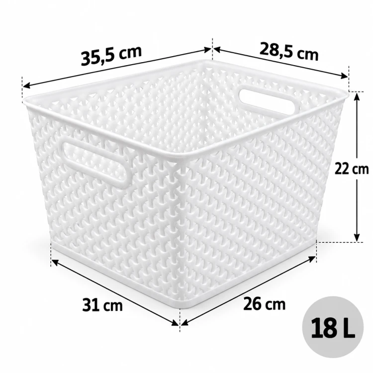 Koszyk MY STYLE L 18L mleczny transparentny organizer rattan plecionka 35,5x28,5x22 cm