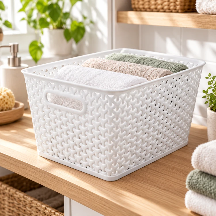 Koszyk MY STYLE L 18L mleczny transparentny organizer rattan plecionka 35,5x28,5x22 cm