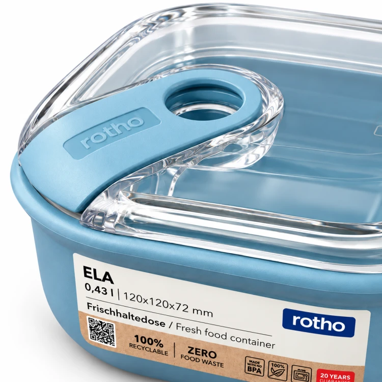 Rotho ELA Lunchbox 0,425L Szczelny Pojemnik na Żywność do Mikrofali