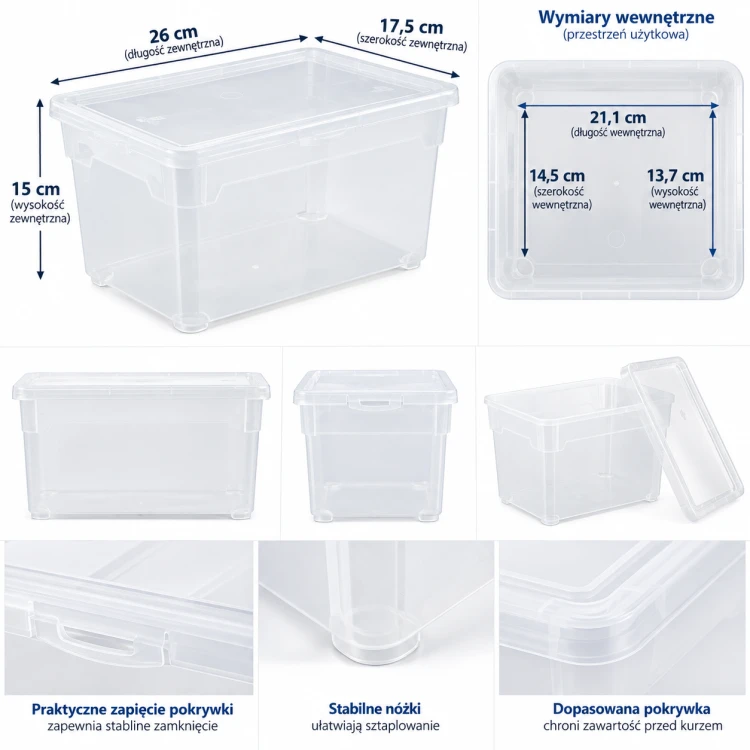 Rotho CLEAR Pudełko Pojemnik z Pokrywką Transparentny 5 l