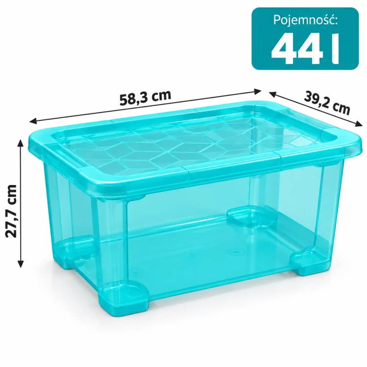 Zestaw 3 pojemników do przechowywania Rotho EVO EASY 44L + 15L + 11L z pokrywkami – miętowy