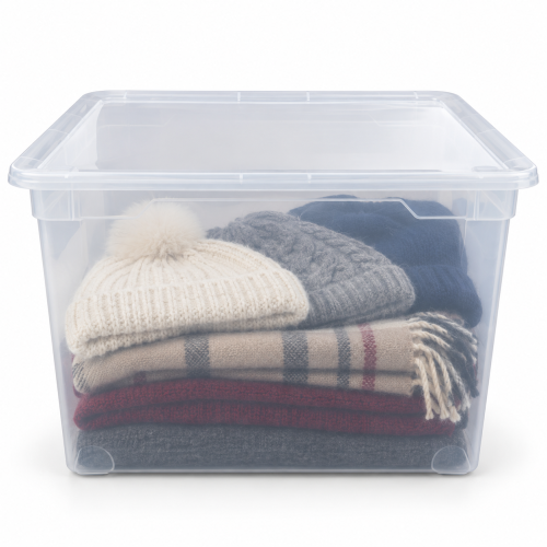 Pojemnik do przechowywania Rotho CLEAR BOX MAXI 46L z pokrywą przezroczysty