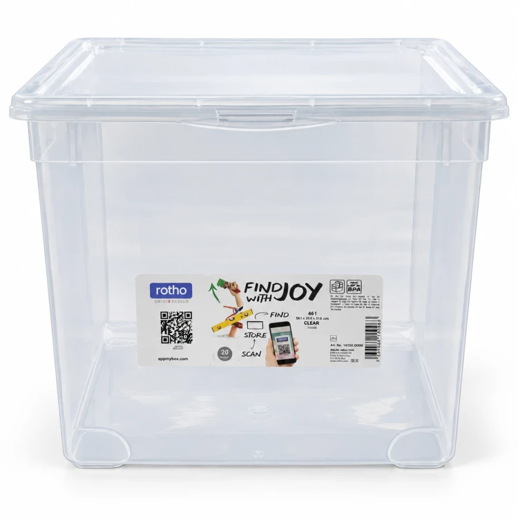 Pojemnik do przechowywania Rotho CLEAR BOX MAXI 46L z pokrywą przezroczysty
