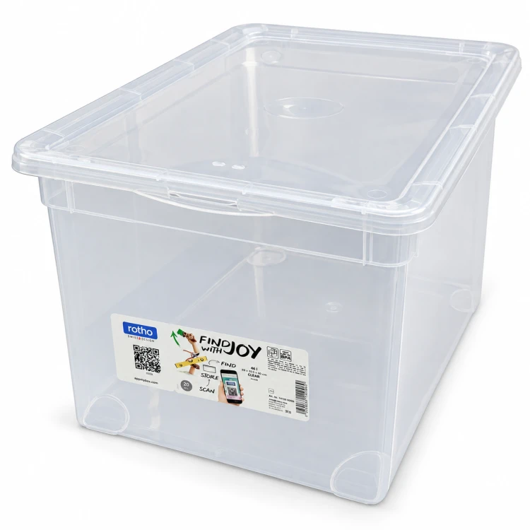Pojemnik do przechowywania Rotho CLEAR BOX MAXI 46L z pokrywą przezroczysty