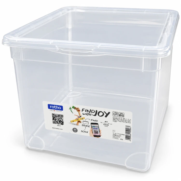 Pojemnik do przechowywania Rotho CLEAR BOX MAXI 46L z pokrywą przezroczysty