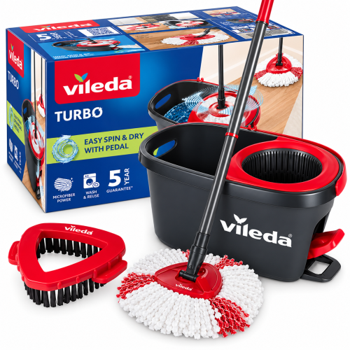 Vileda Turbo Easy Spin & Dry mop obrotowy z wiadrem pedałem i szczotką