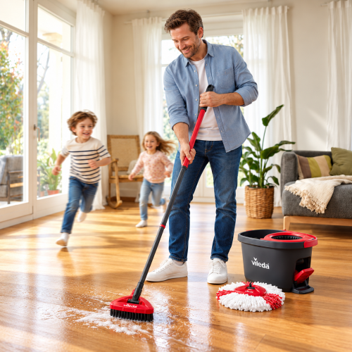 Vileda Turbo Easy Spin & Dry mop obrotowy z wiadrem pedałem i szczotką