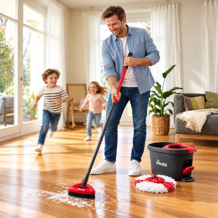 Vileda Turbo Easy Spin & Dry mop obrotowy z wiadrem pedałem i szczotką