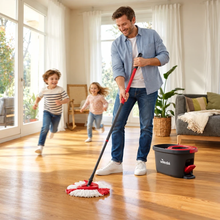 Vileda Turbo Easy Spin & Dry mop obrotowy z wiadrem pedałem i szczotką