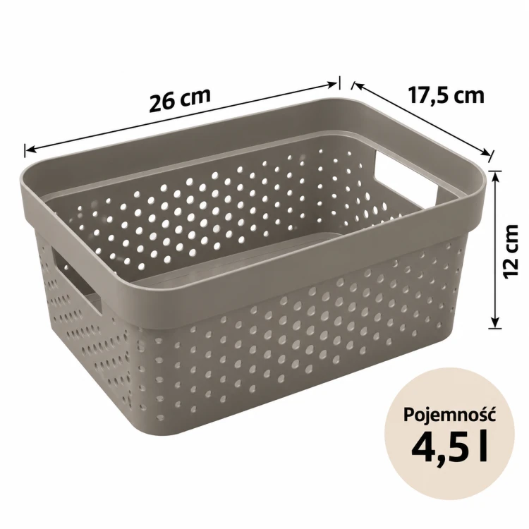 CURVER INFINITY KOSZYK AŻUROWY POJEMNIK ORGANIZER 4,5L BRĄZOWY DO SZAFKI