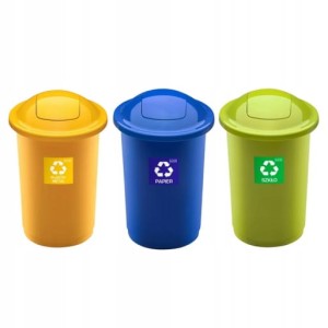 ZESTAW 3 KOSZY do segregacji śmieci 3x50l Plastik Papier Szkło